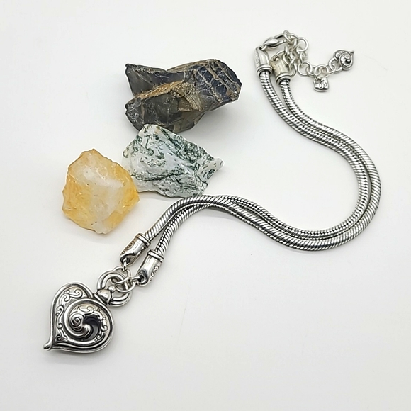 Brighton "PENELOPE" Puffy Etched Reversible Heart Pendant β€οΈ - Picture 8 of 9